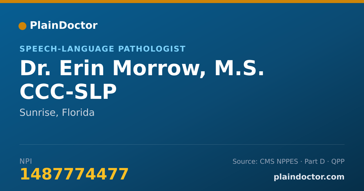 Shareable card for Erin Morrow, M.S. CCC-SLP - Speech-Language Pathologist, Sunrise, FL