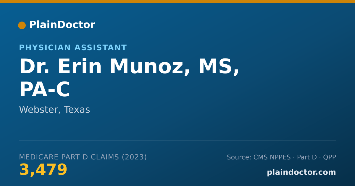 Shareable card for Erin Munoz, MS, PA-C - Physician Assistant, Webster, TX
