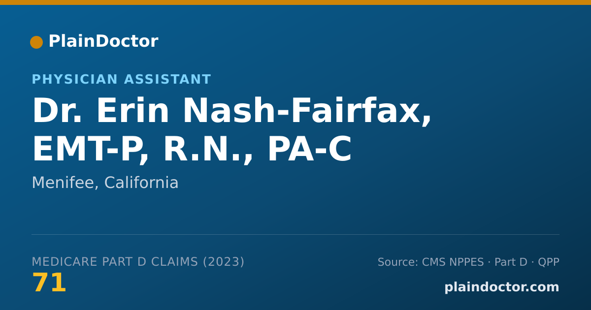 Shareable card for Erin Nash-Fairfax, EMT-P, R.N., PA-C - Physician Assistant, Menifee, CA
