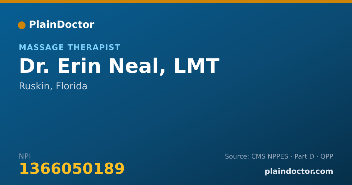 Shareable card for Erin Neal, LMT - Massage Therapist, Ruskin, FL