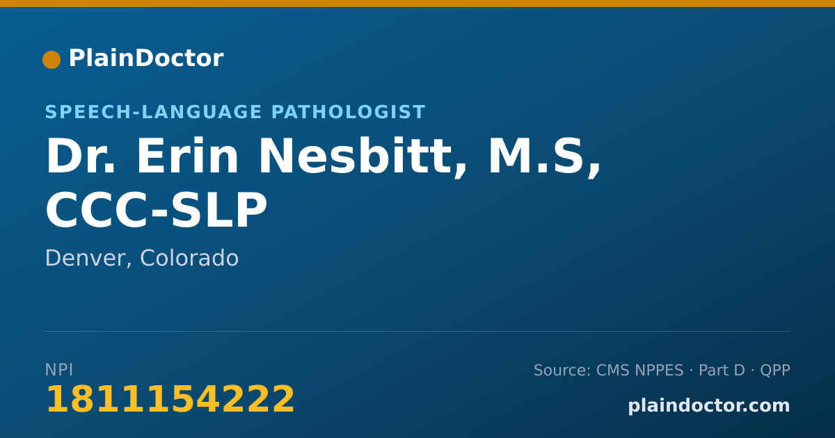 Shareable card for Erin Nesbitt, M.S, CCC-SLP - Speech-Language Pathologist, Denver, CO