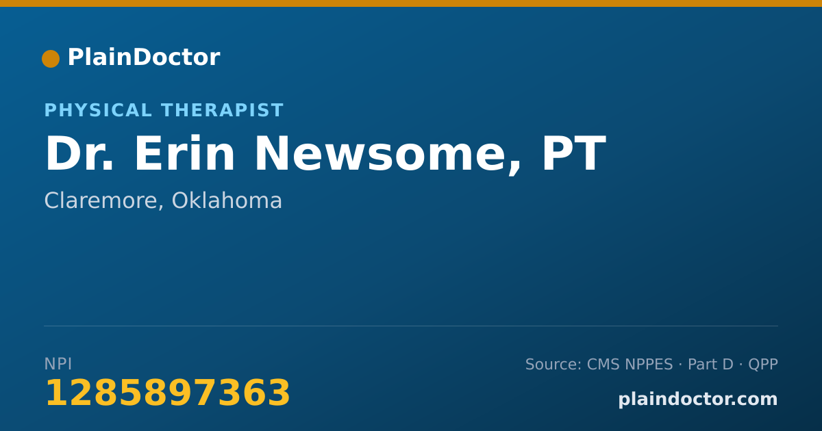 Shareable card for Erin Newsome, PT - Physical Therapist, Claremore, OK