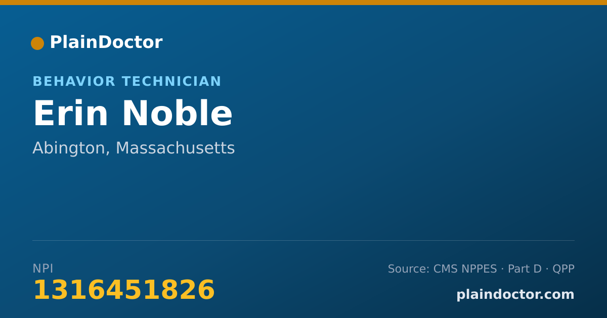 Shareable card for Erin Noble - Behavior Technician, Abington, MA