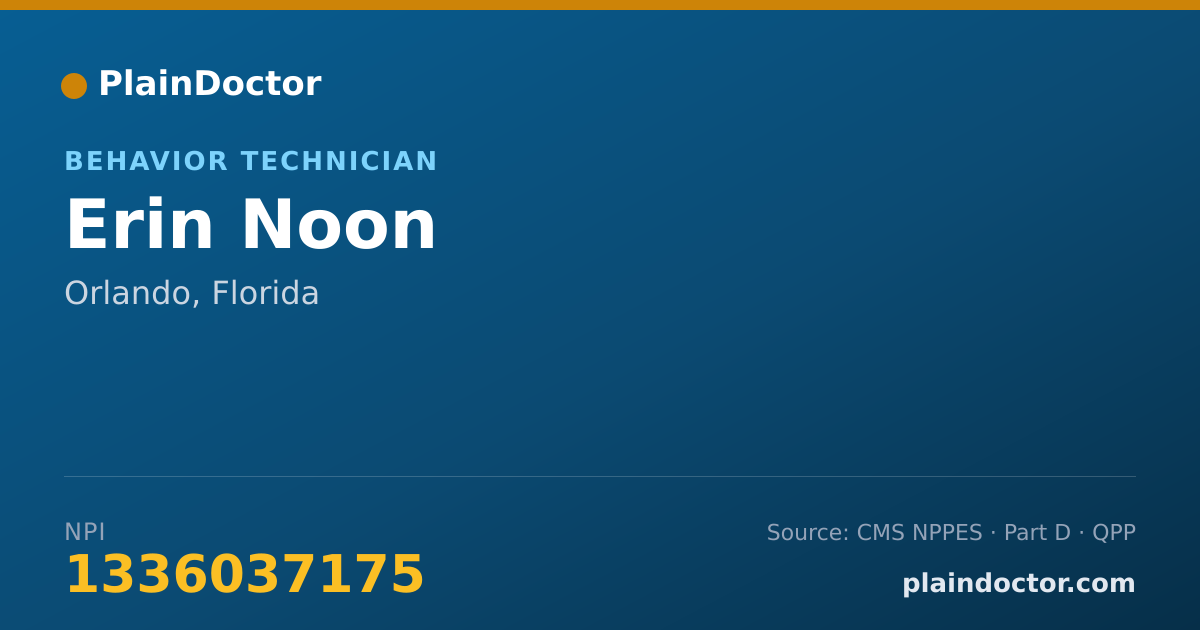 Shareable card for Erin Noon - Behavior Technician, Orlando, FL