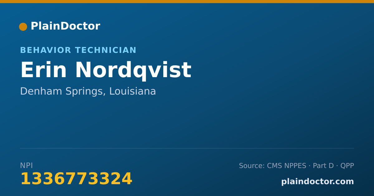 Shareable card for Erin Nordqvist - Behavior Technician, Denham Springs, LA
