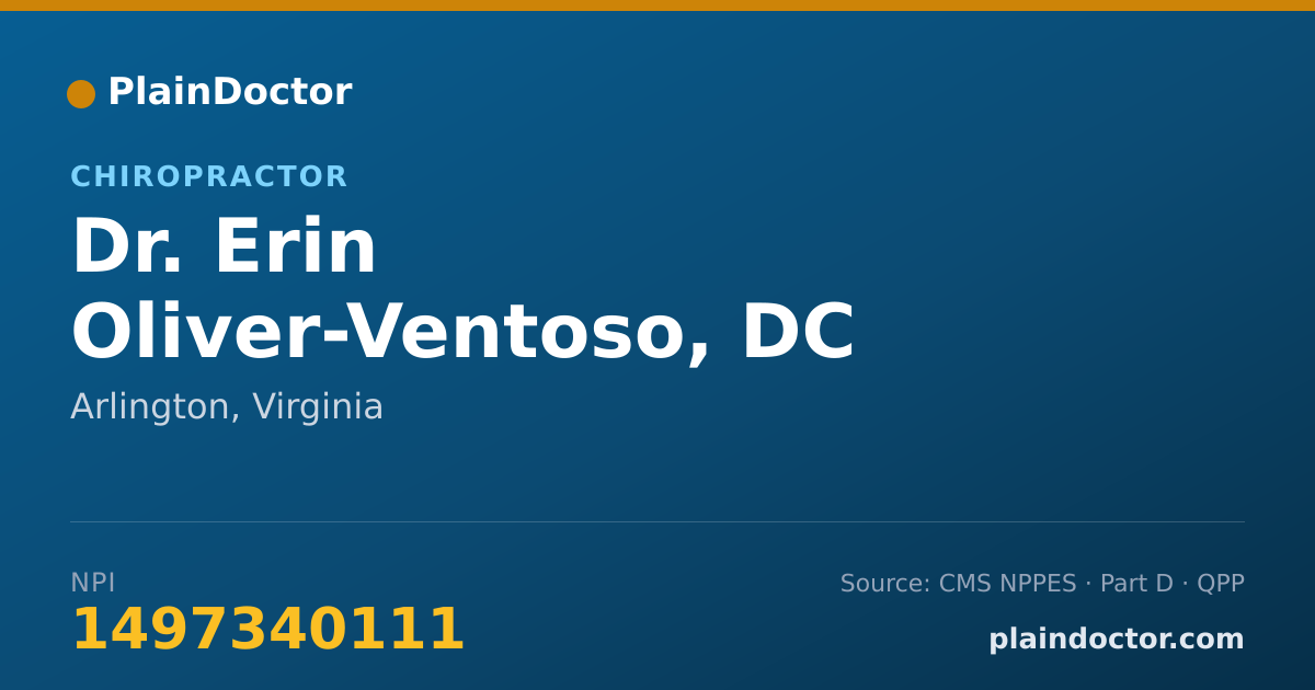 Shareable card for Erin Oliver-Ventoso, DC - Chiropractor, Arlington, VA