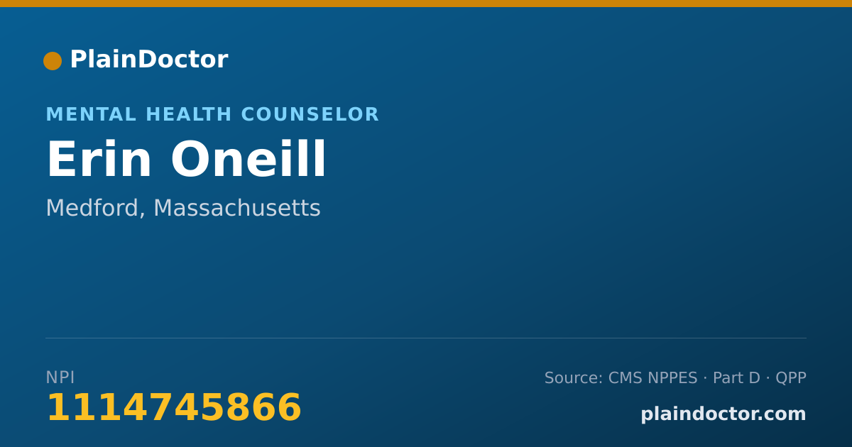 Shareable card for Erin Oneill - Mental Health Counselor, Medford, MA