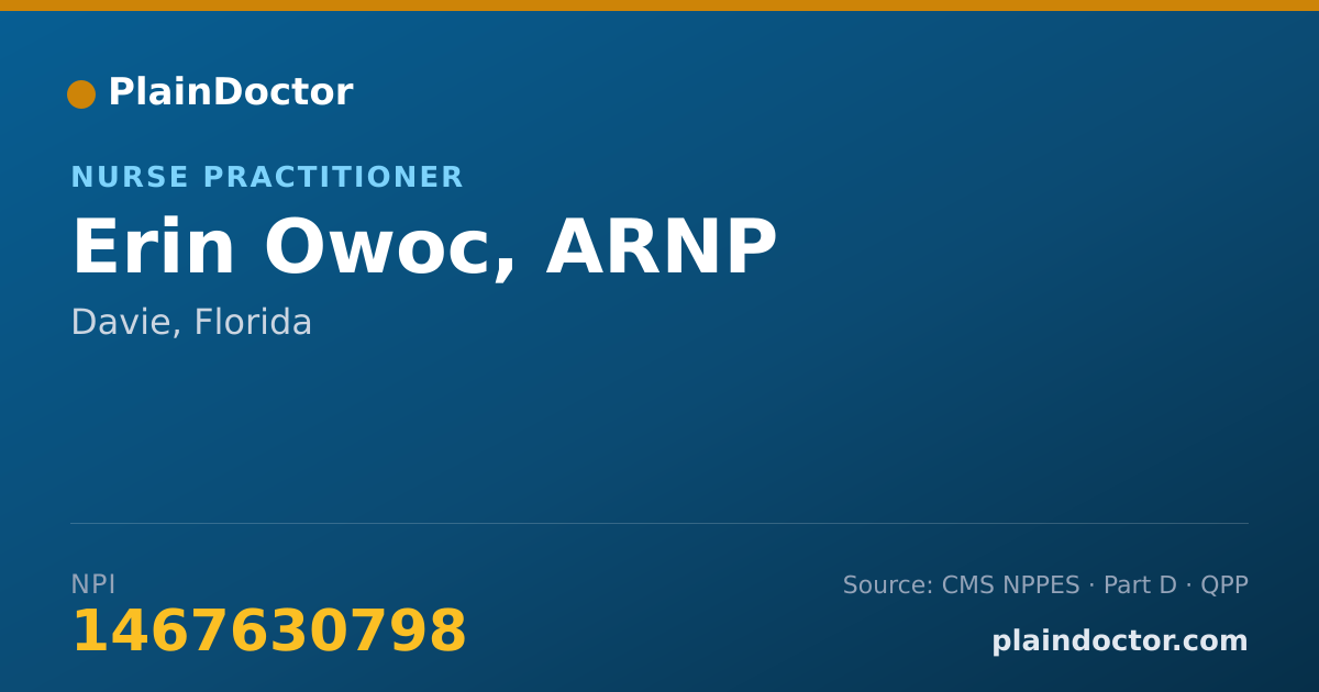 Shareable card for Erin Owoc, ARNP - Nurse Practitioner, Davie, FL