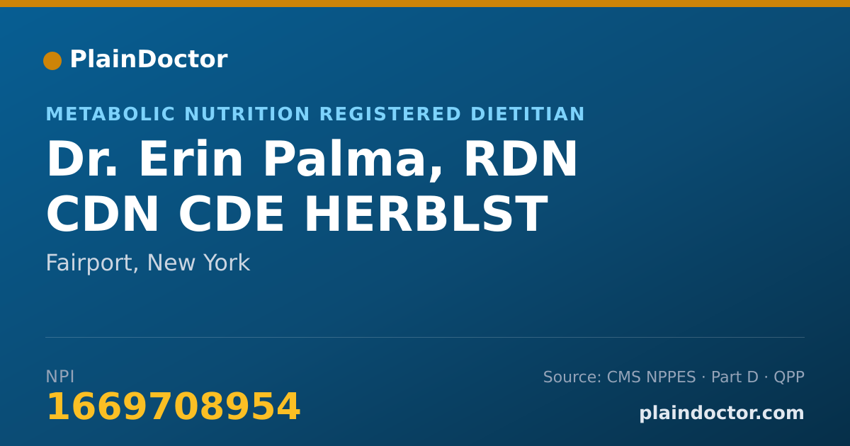 Shareable card for Erin Palma, RDN CDN CDE HERBLST - Metabolic Nutrition Registered Dietitian, Fairport, NY