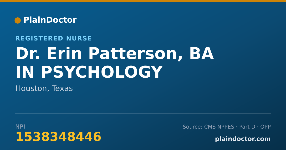 Shareable card for Erin Patterson, BA IN PSYCHOLOGY - Registered Nurse, Houston, TX