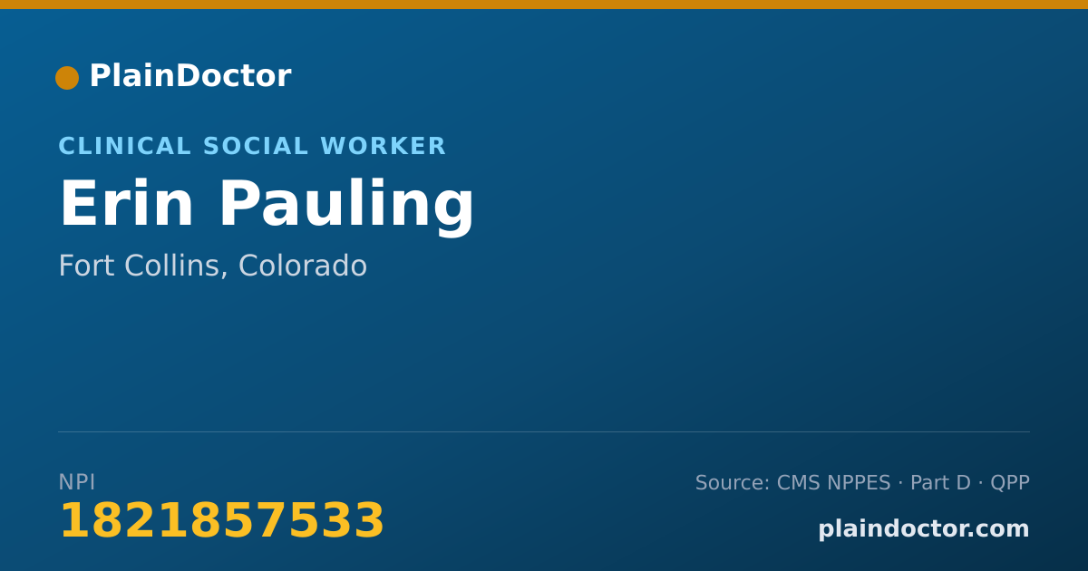 Shareable card for Erin Pauling - Clinical Social Worker, Fort Collins, CO
