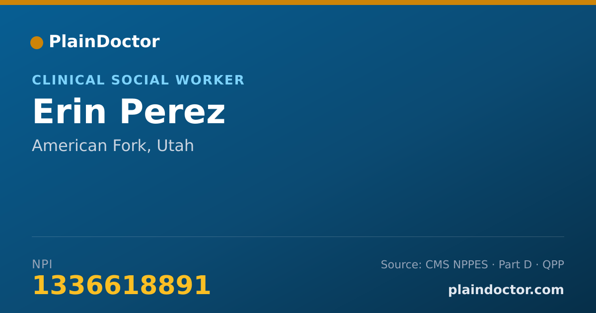Shareable card for Erin Perez - Clinical Social Worker, American Fork, UT