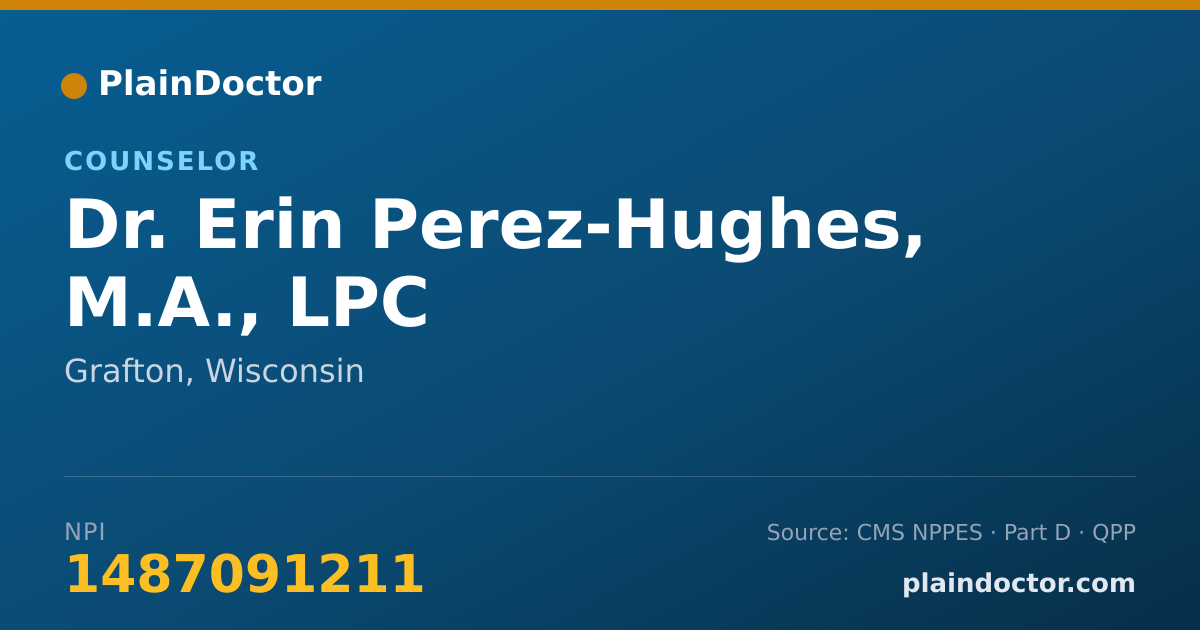 Shareable card for Erin Perez-Hughes, M.A., LPC - Counselor, Grafton, WI