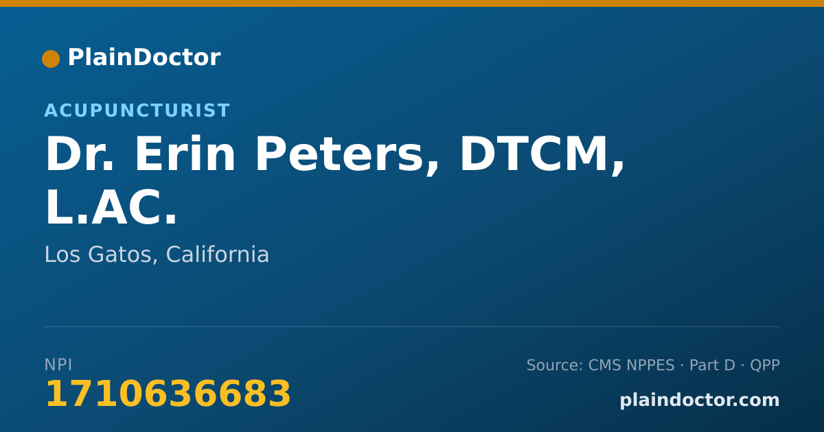 Shareable card for Erin Peters, DTCM, L.AC. - Acupuncturist, Los Gatos, CA