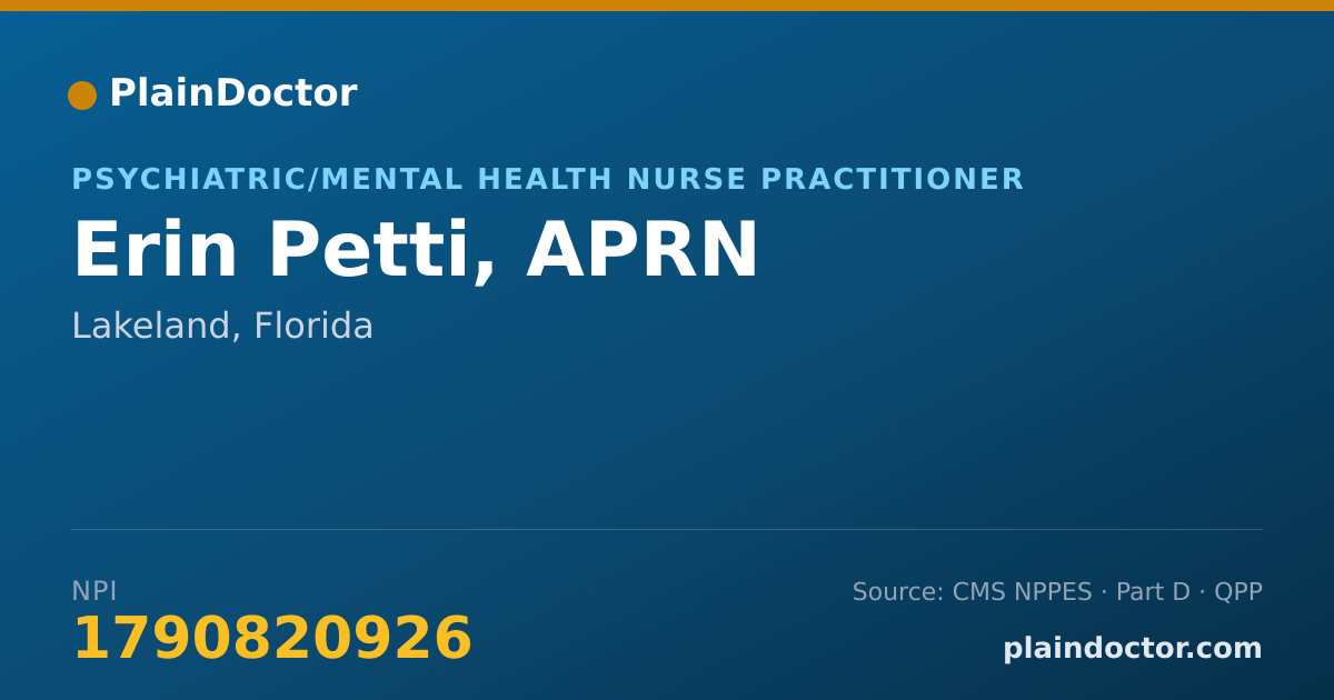 Shareable card for Erin Petti, APRN - Neurology with Special Qualifications in Child Neurology Physician, Lakeland, FL