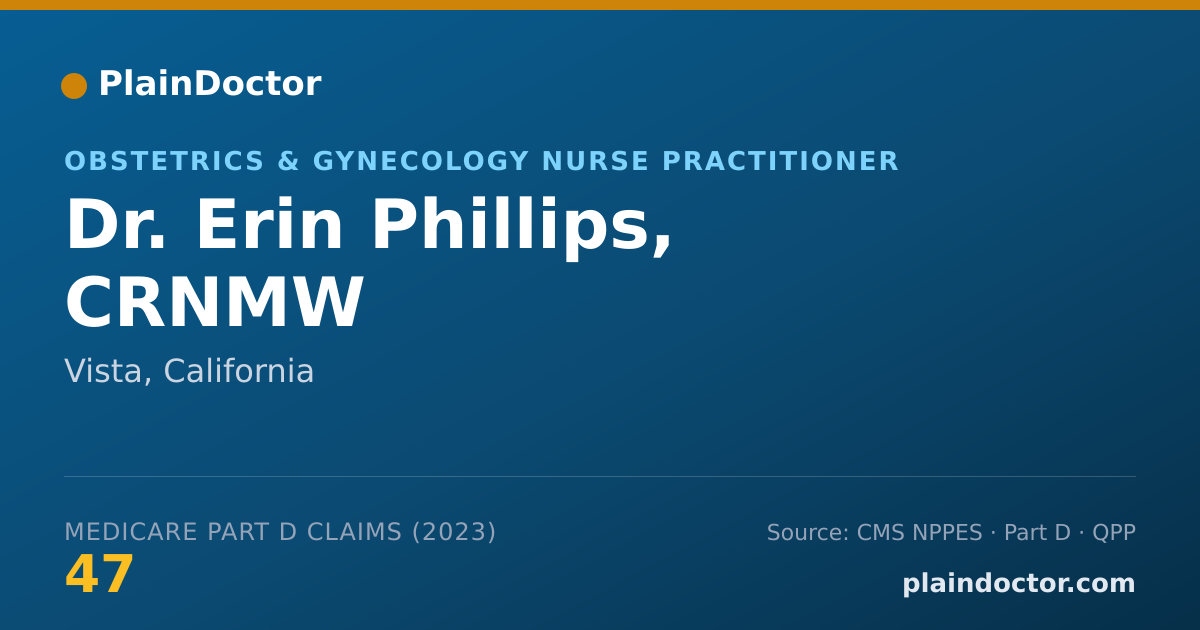 Shareable card for Erin Phillips, CRNMW - Obstetrics & Gynecology Nurse Practitioner, Vista, CA