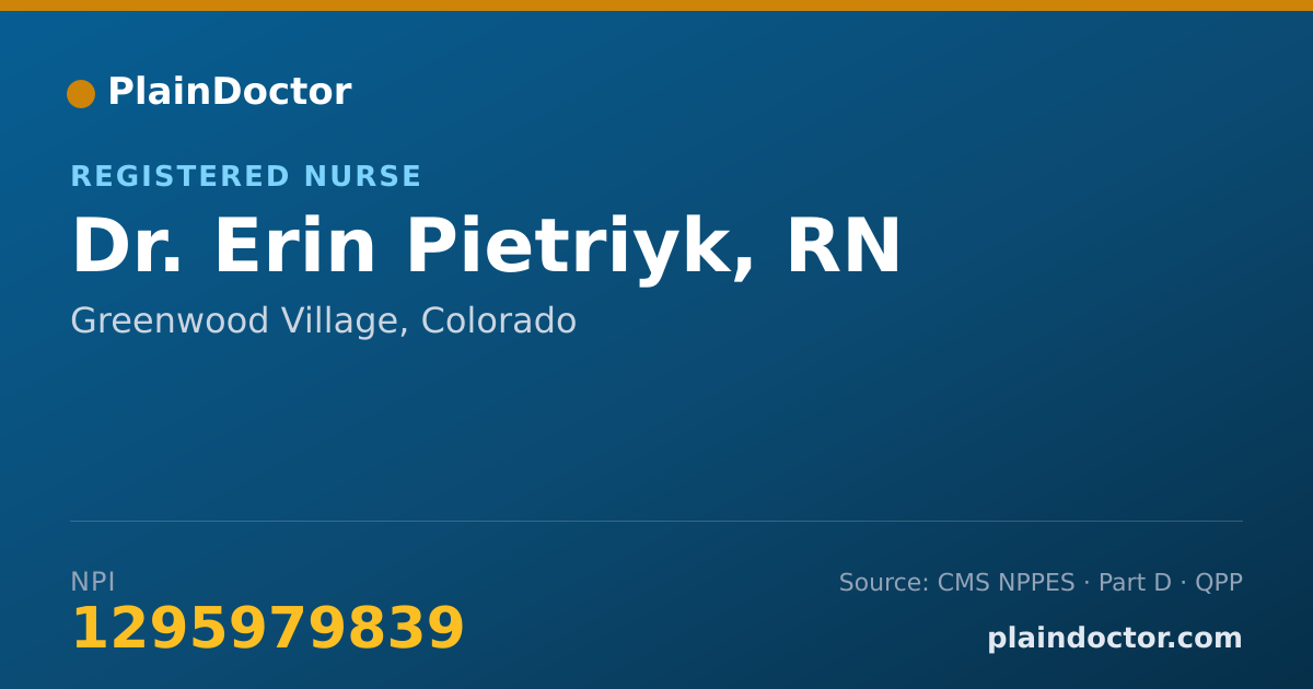 Shareable card for Erin Pietriyk, RN - Registered Nurse, Greenwood Village, CO