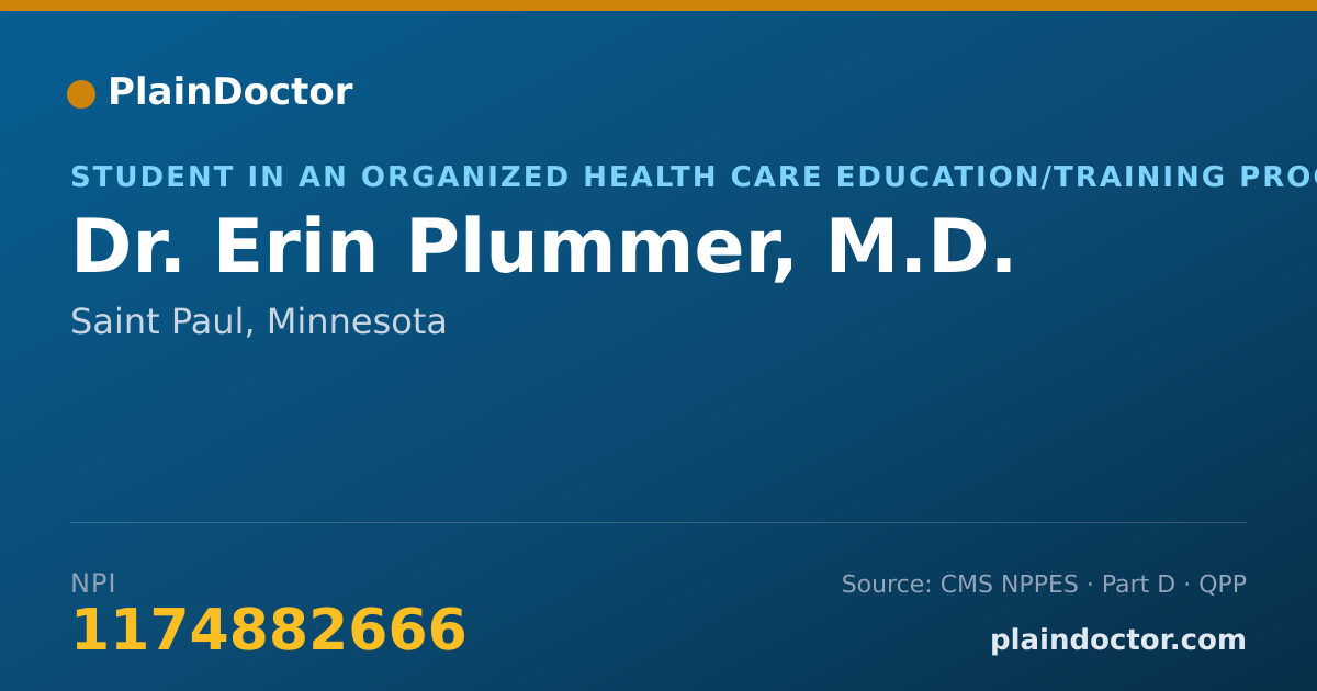Shareable card for Erin Plummer, M.D. - Student in an Organized Health Care Education/Training Program, Saint Paul, MN