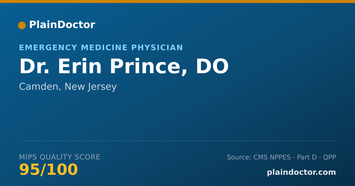 Shareable card for Erin Prince, DO - Emergency Medicine Physician, Camden, NJ