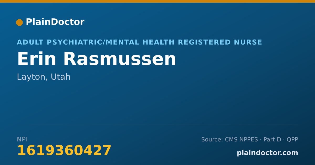 Shareable card for Erin Rasmussen - Adult Psychiatric/Mental Health Registered Nurse, Layton, UT