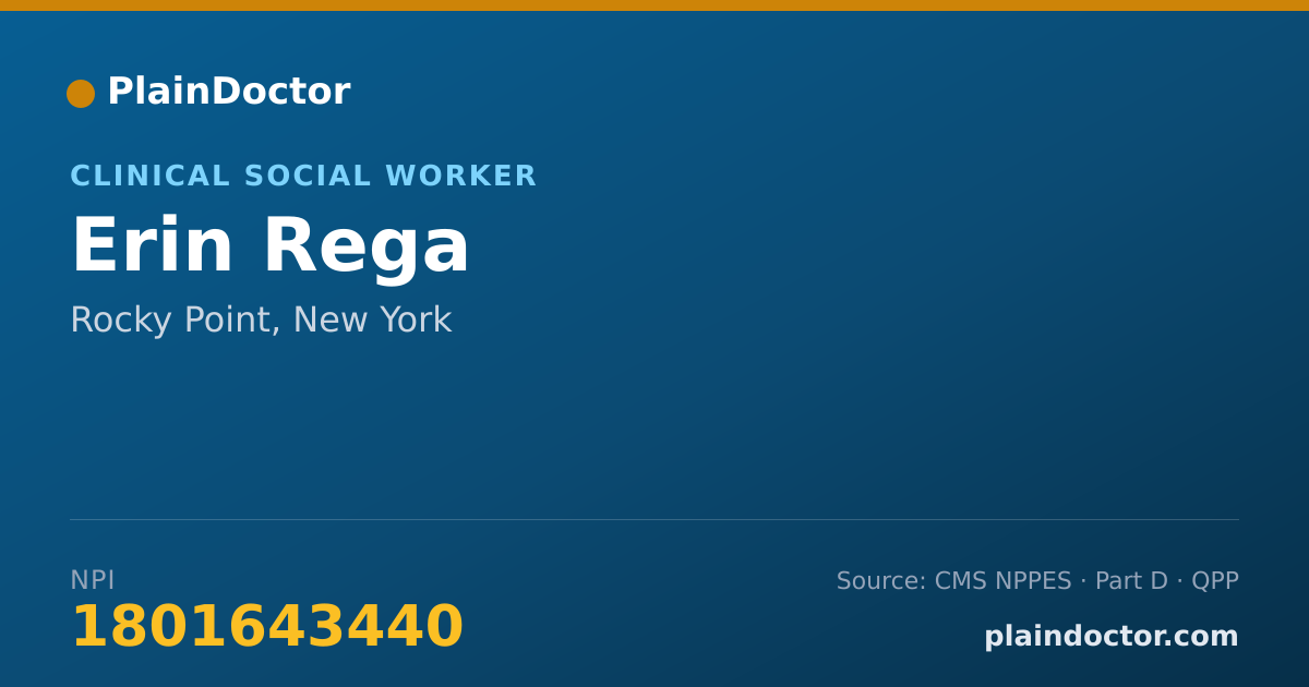 Shareable card for Erin Rega - Clinical Social Worker, Rocky Point, NY