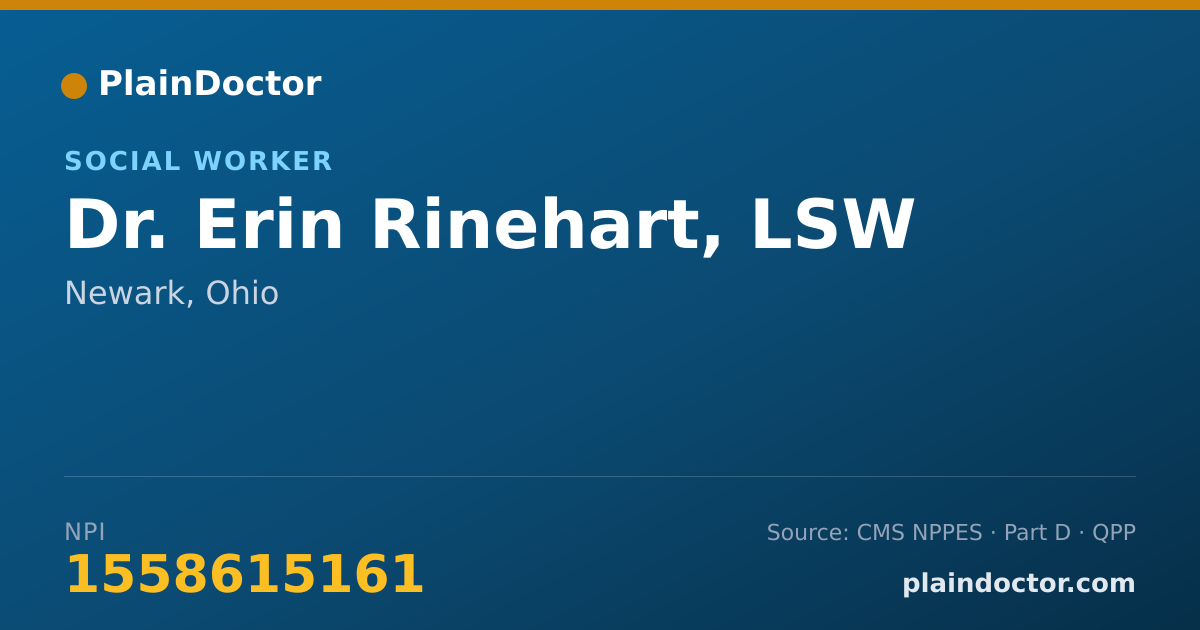 Shareable card for Erin Rinehart, LSW - Social Worker, Newark, OH