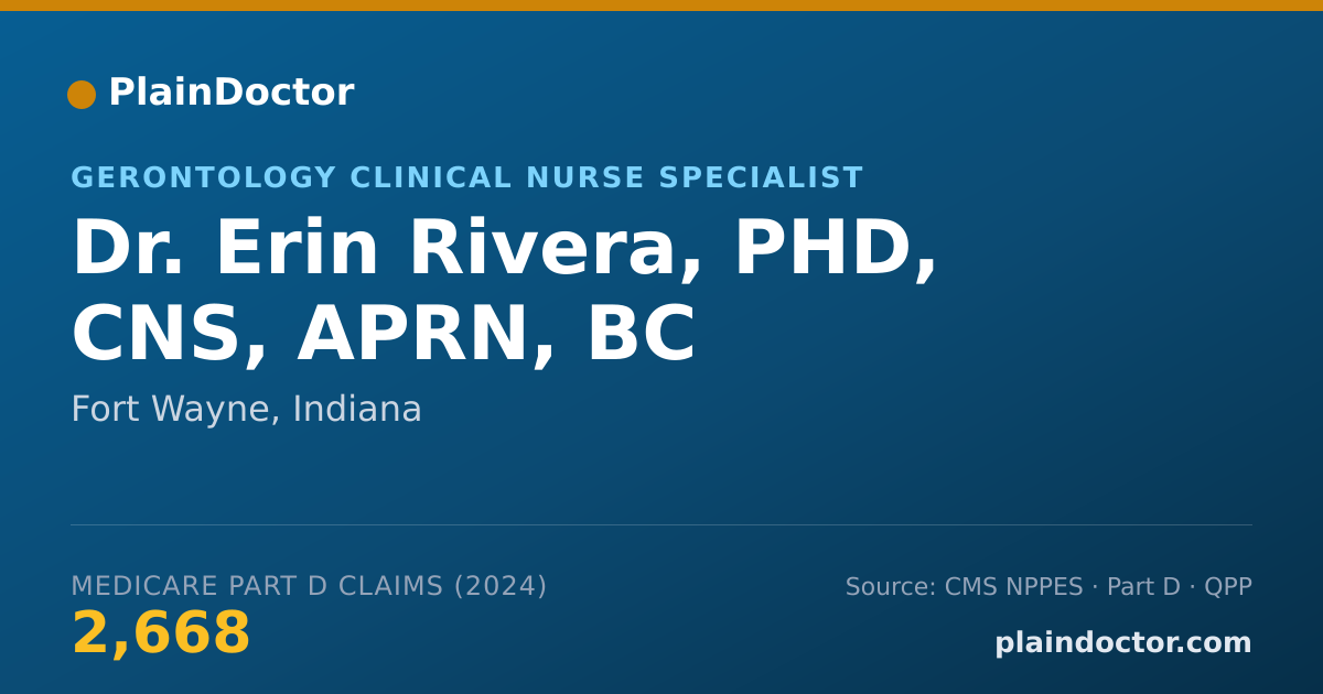 Shareable card for Erin Rivera, PHD, CNS, APRN, BC - Gerontology Clinical Nurse Specialist, Fort Wayne, IN