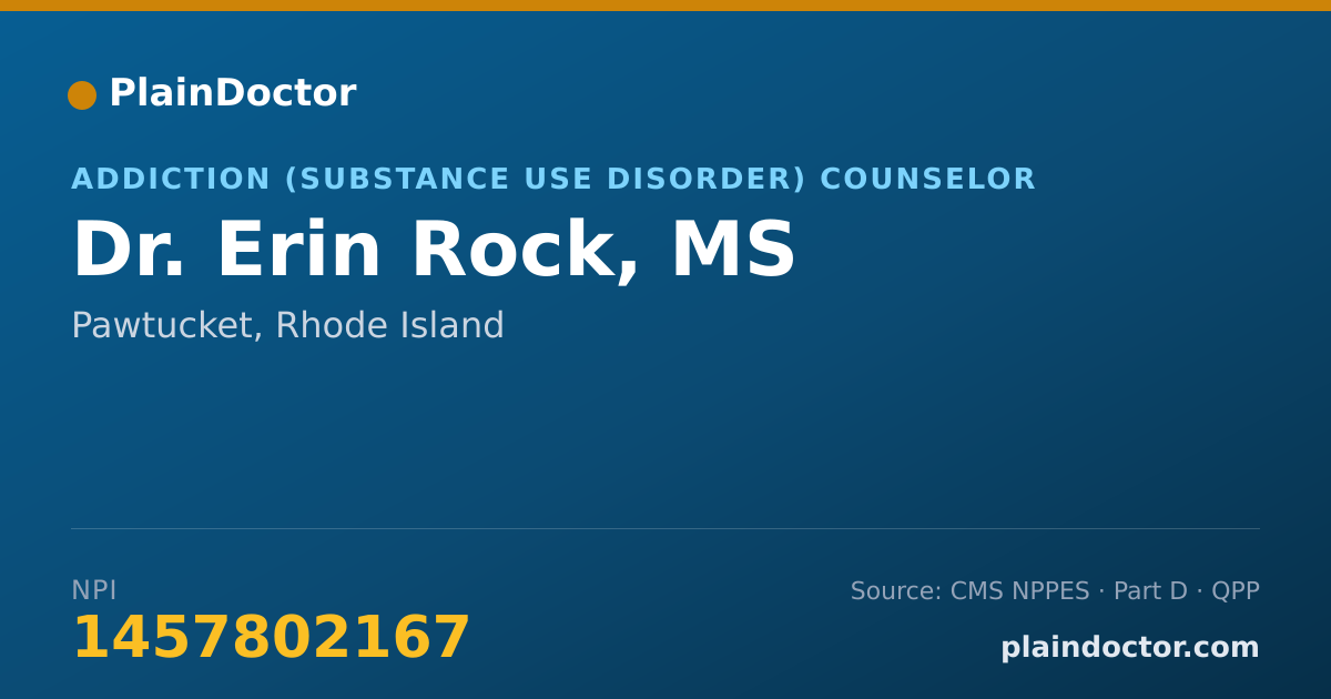 Shareable card for Erin Rock, MS - Addiction (Substance Use Disorder) Counselor, Pawtucket, RI