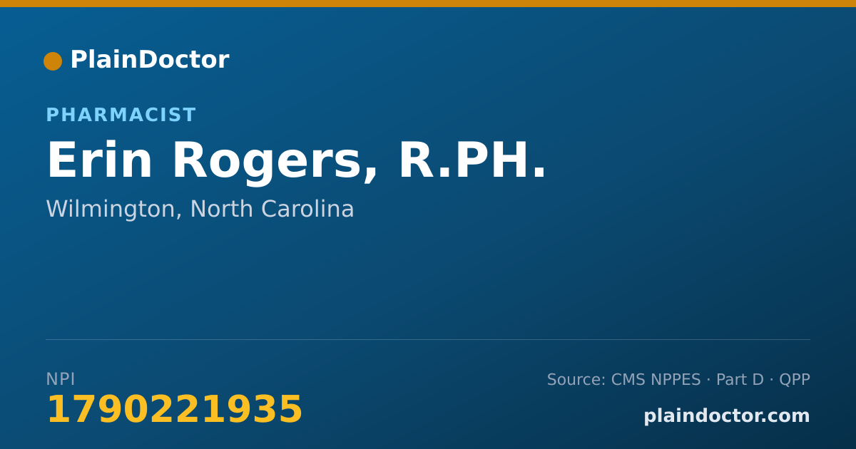 Shareable card for Erin Rogers, R.PH. - Pharmacist, Wilmington, NC