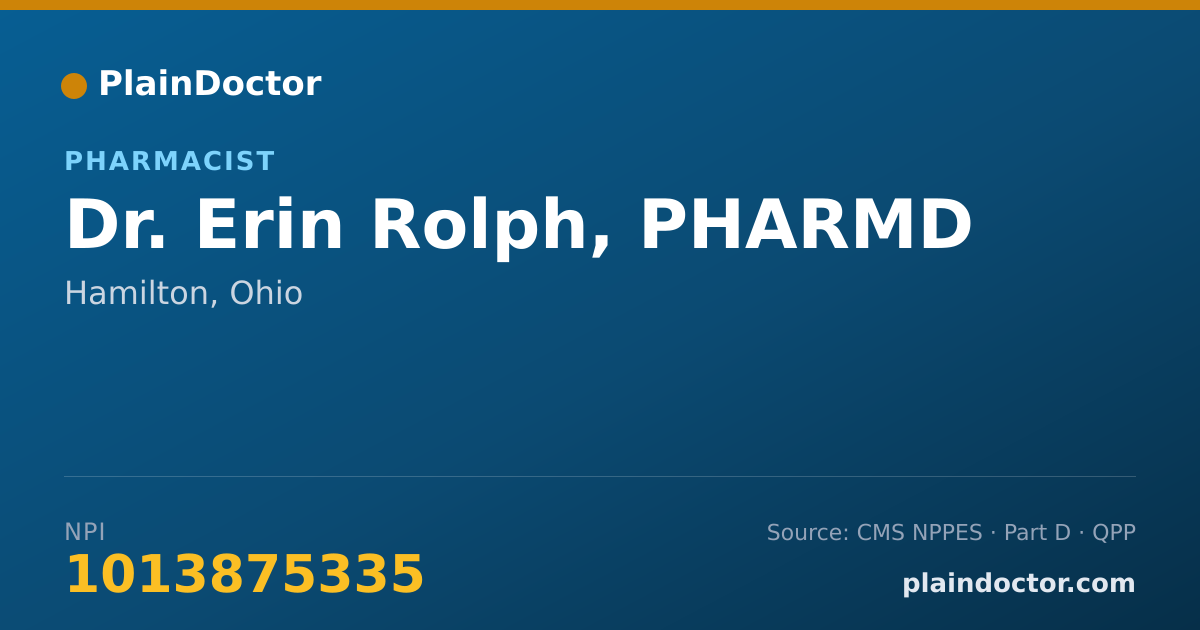 Shareable card for Erin Rolph, PHARMD - Pharmacist, Hamilton, OH
