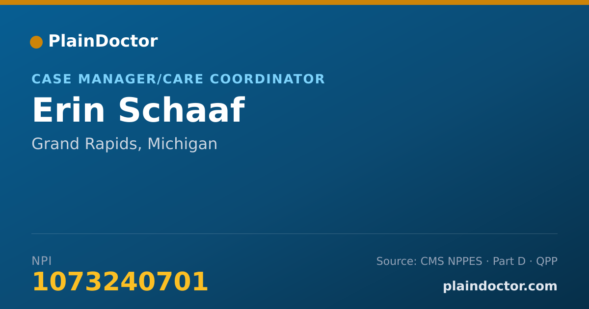 Shareable card for Erin Schaaf - Case Manager/Care Coordinator, Grand Rapids, MI