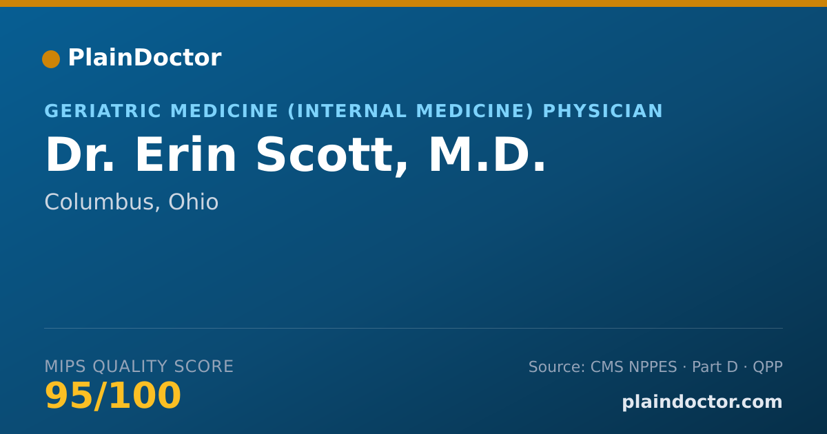 Shareable card for Erin Scott, M.D. - Geriatric Medicine (Internal Medicine) Physician, Columbus, OH