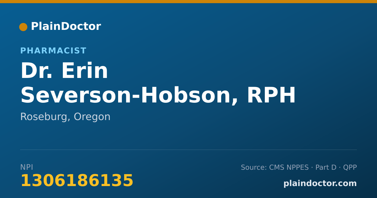 Shareable card for Erin Severson-Hobson, RPH - Pharmacist, Roseburg, OR