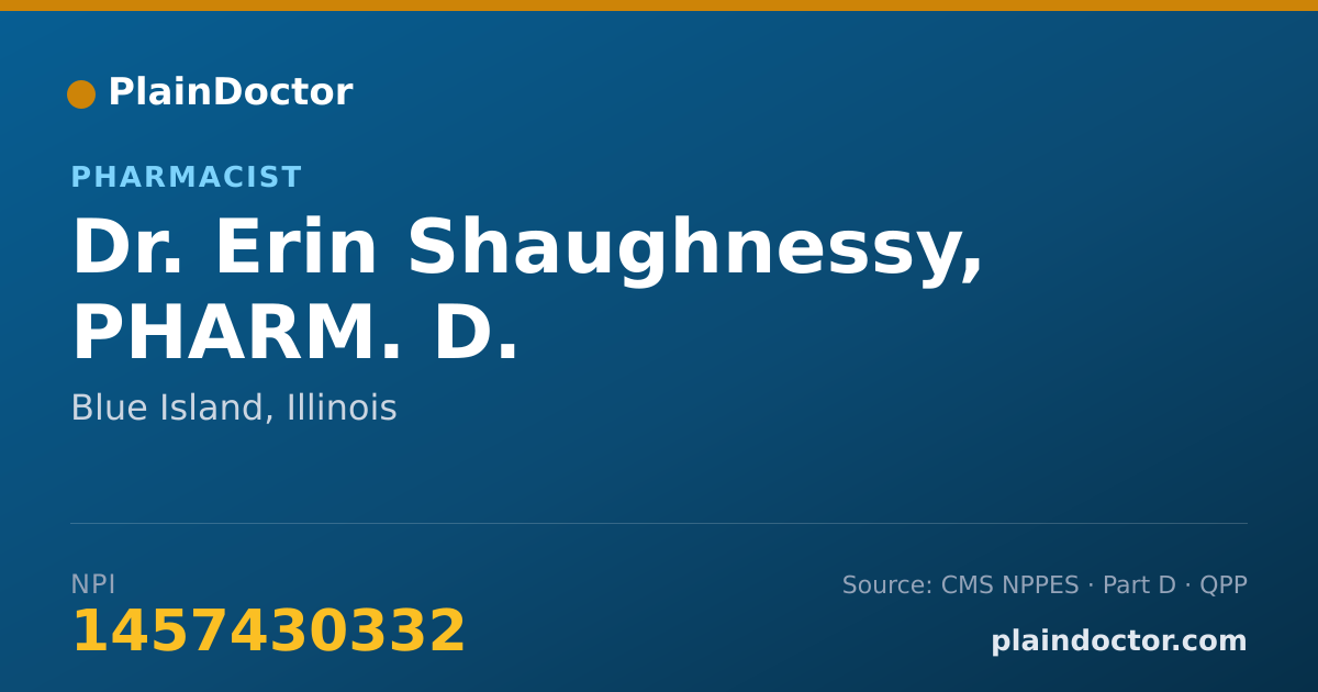 Shareable card for Erin Shaughnessy, PHARM. D. - Pharmacist, Blue Island, IL