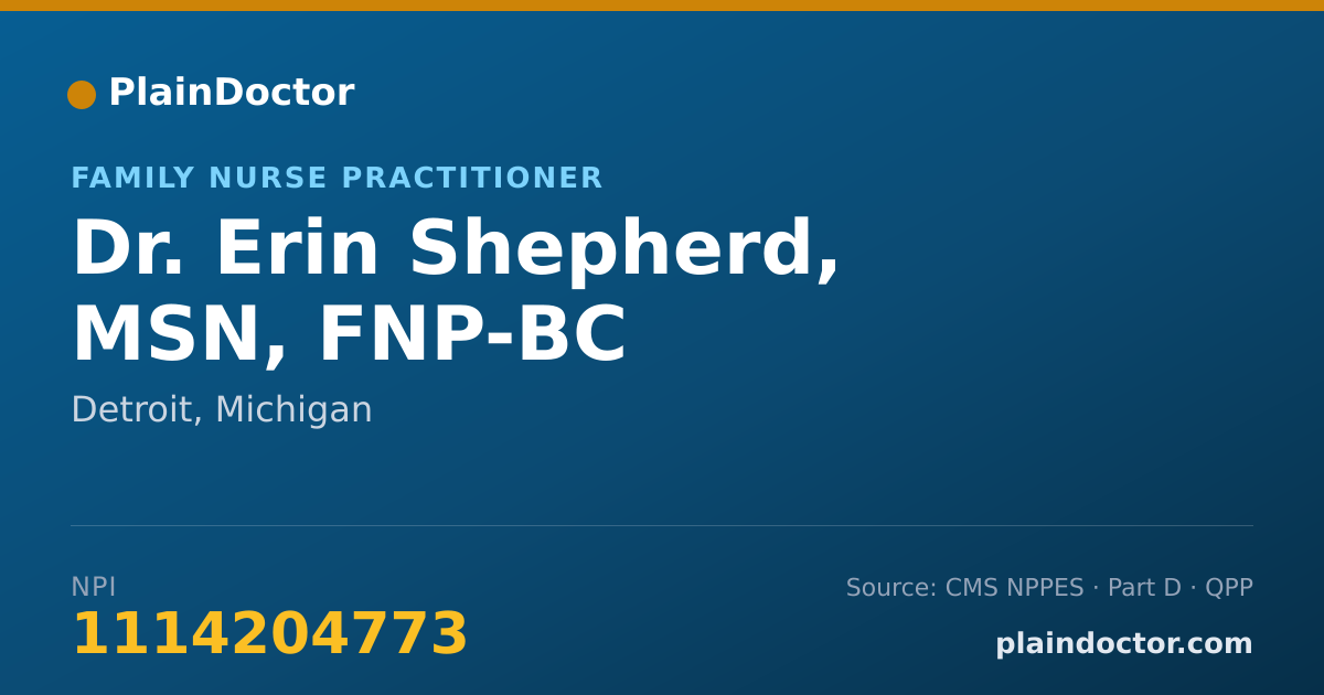 Shareable card for Erin Shepherd, MSN, FNP-BC - Family Nurse Practitioner, Detroit, MI