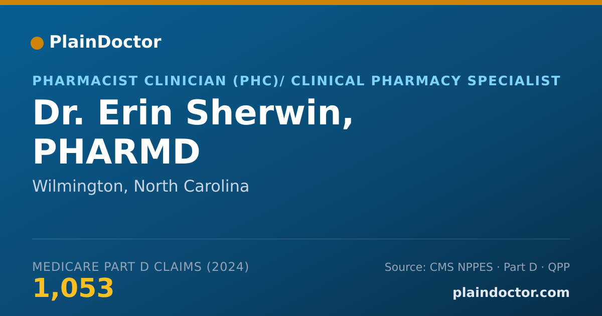 Shareable card for Erin Sherwin, PHARMD - Pharmacist, Wilmington, NC