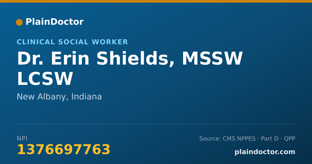 Shareable card for Erin Shields, MSSW LCSW - Clinical Social Worker, New Albany, IN