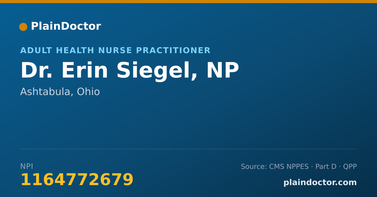 Shareable card for Erin Siegel, NP - Adult Health Nurse Practitioner, Ashtabula, OH