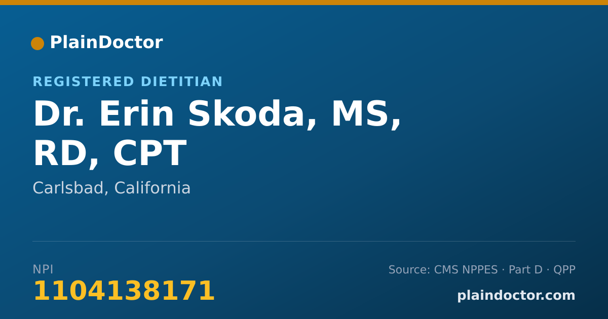 Shareable card for Erin Skoda, MS, RD, CPT - Registered Dietitian, Carlsbad, CA