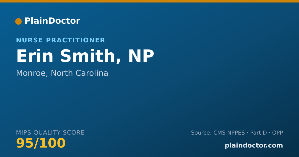 Shareable card for Erin Smith, NP - Physician Assistant, Monroe, NC