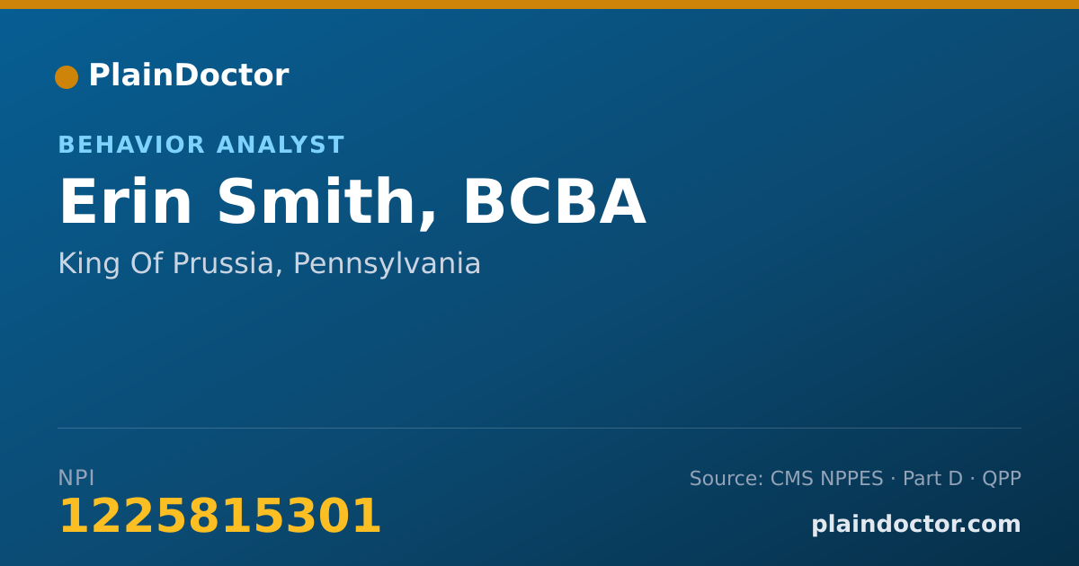 Shareable card for Erin Smith, BCBA - Behavior Analyst, King Of Prussia, PA
