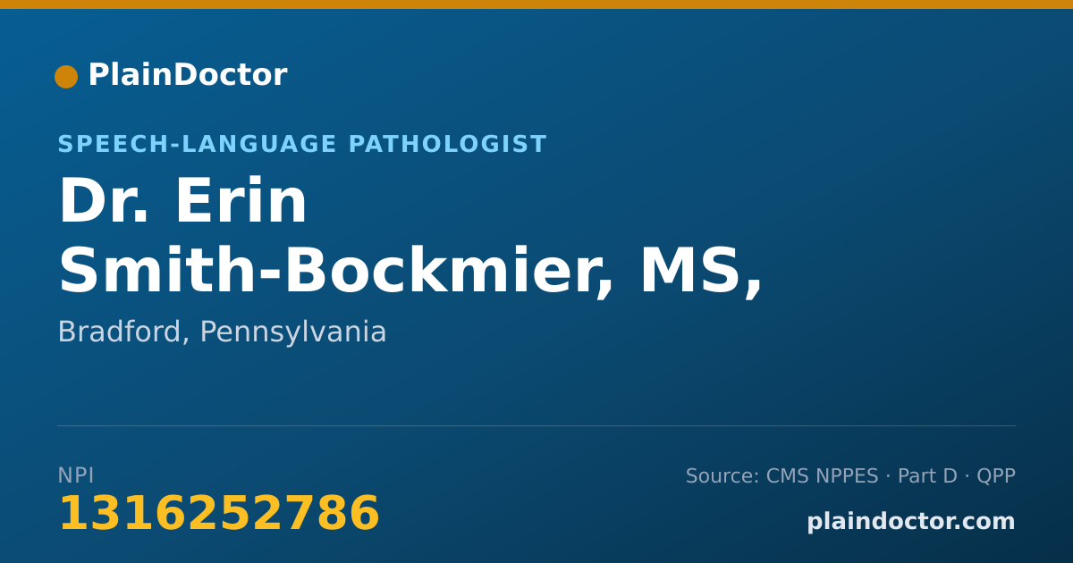 Shareable card for Erin Smith-Bockmier, MS, CCC-SLP - Speech-Language Pathologist, Bradford, PA