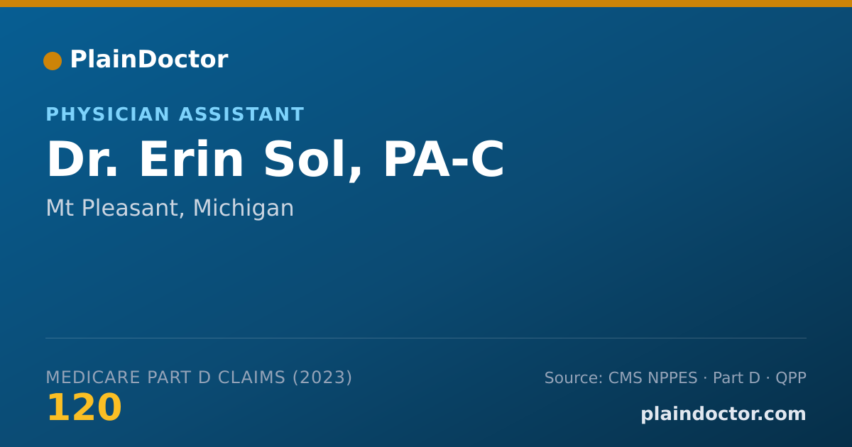 Shareable card for Erin Sol, PA-C - Physician Assistant, Mt Pleasant, MI