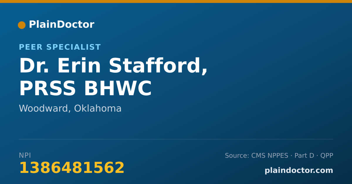 Shareable card for Erin Stafford, PRSS BHWC - Peer Specialist, Woodward, OK