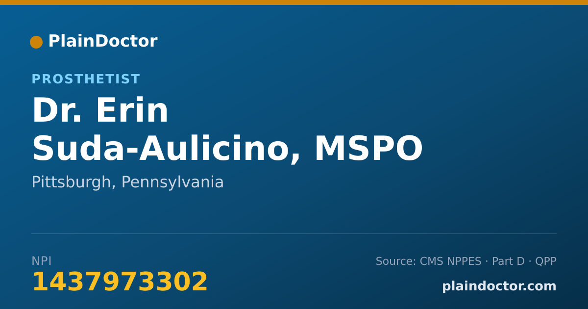 Shareable card for Erin Suda-Aulicino, MSPO CPO - Prosthetist, Pittsburgh, PA