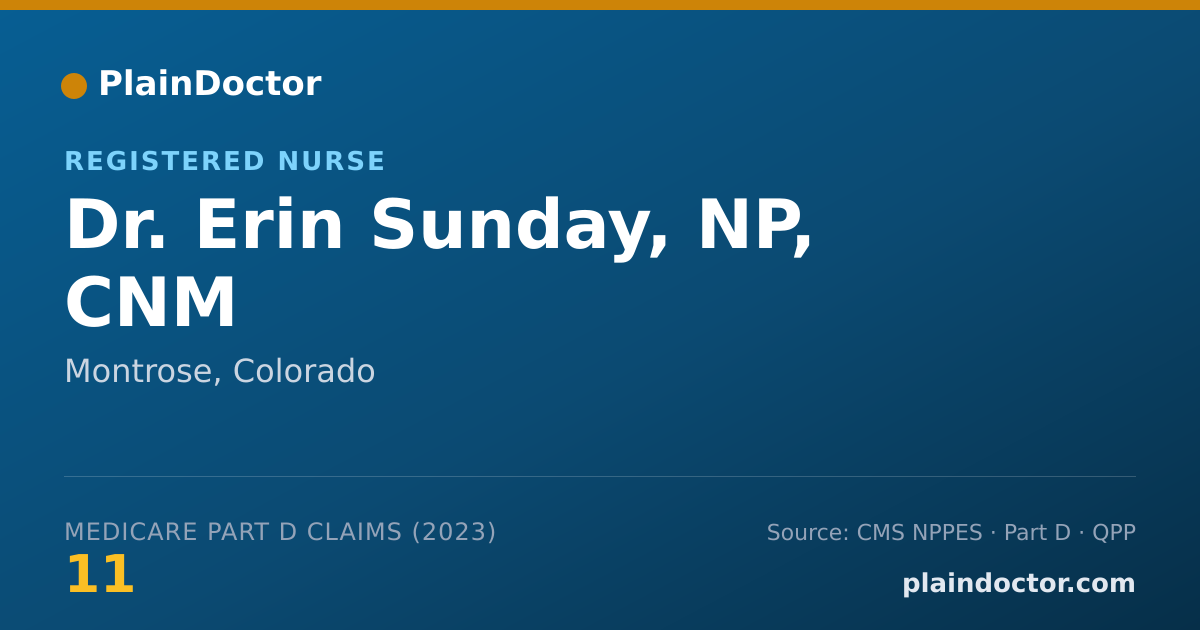 Shareable card for Erin Sunday, NP, CNM - Registered Nurse, Montrose, CO