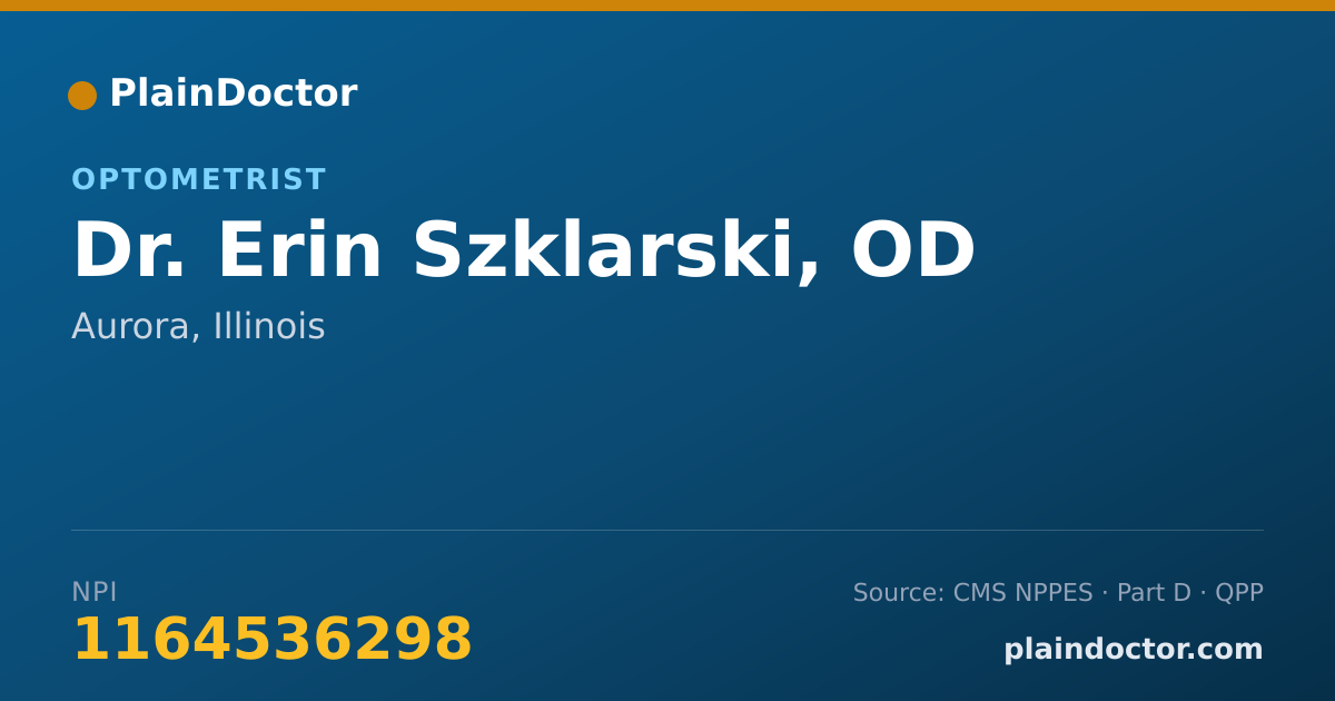 Shareable card for Erin Szklarski, OD - Optometrist, Aurora, IL