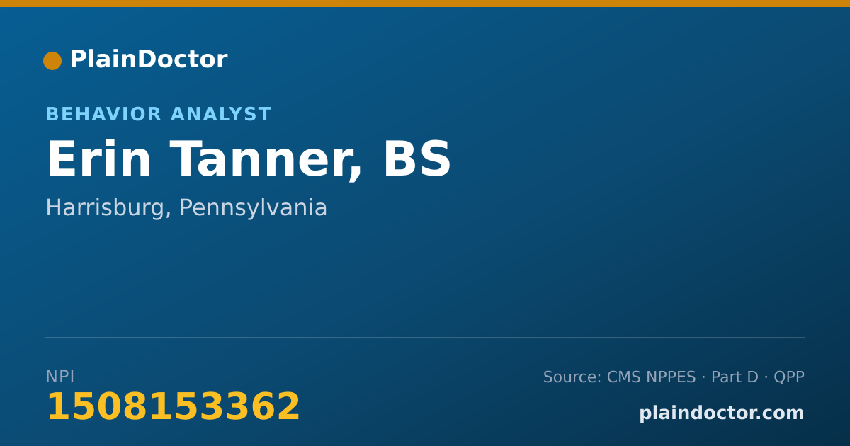 Shareable card for Erin Tanner, BS - Behavior Analyst, Harrisburg, PA