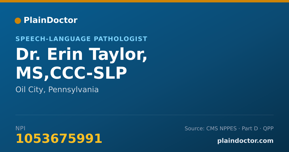 Shareable card for Erin Taylor, MS,CCC-SLP - Speech-Language Pathologist, Oil City, PA