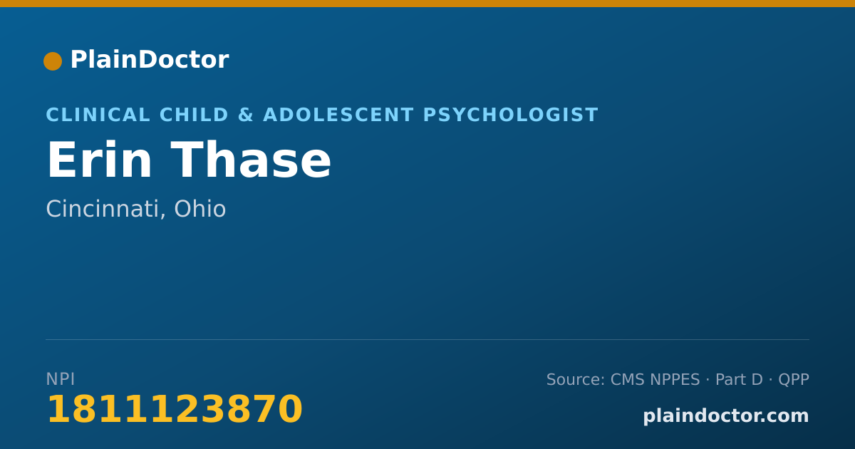 Shareable card for Erin Thase - Clinical Child & Adolescent Psychologist, Cincinnati, OH